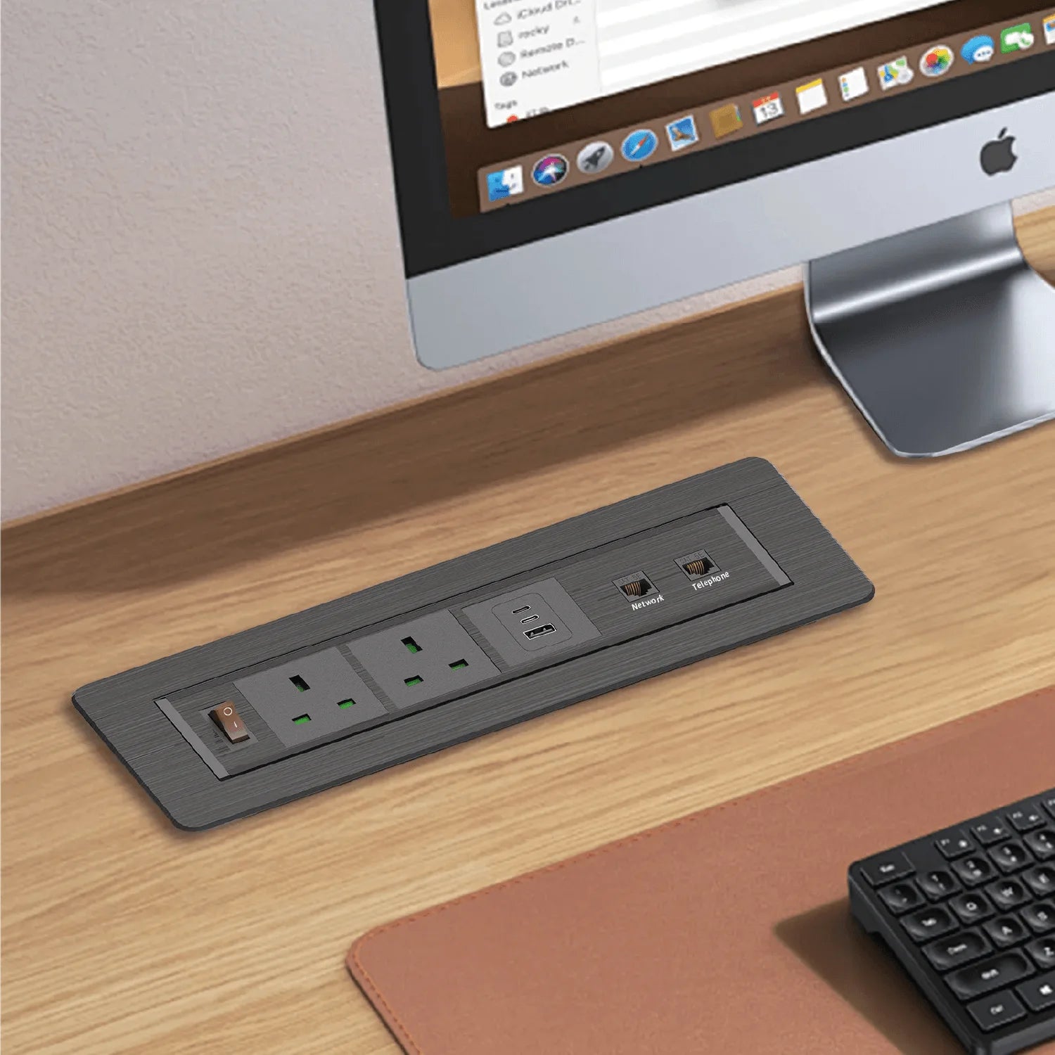 علبة أفياش مكتب مخفية فارغة من الترالايت - للتثبيت المكتبي (STS-256)