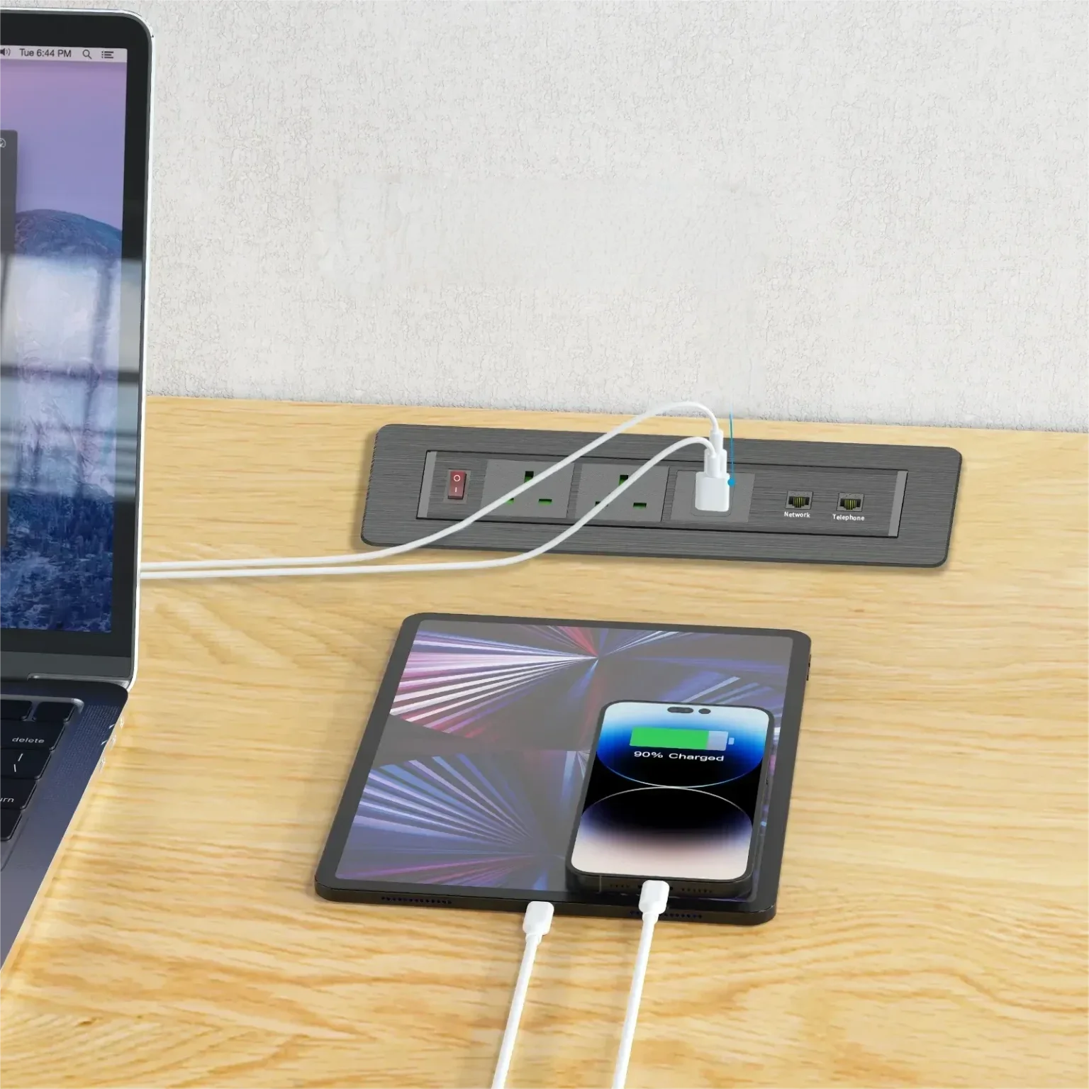 علبة أفياش مكتب مخفية فارغة من الترالايت - للتثبيت المكتبي (STS-256)